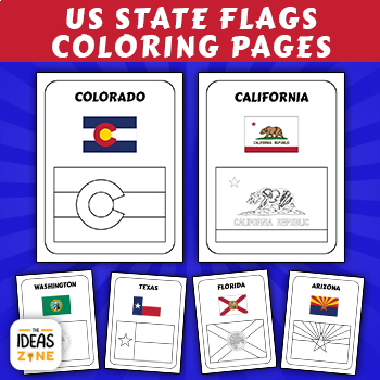 Us state flags coloring pages all states by the ideas zone tpt