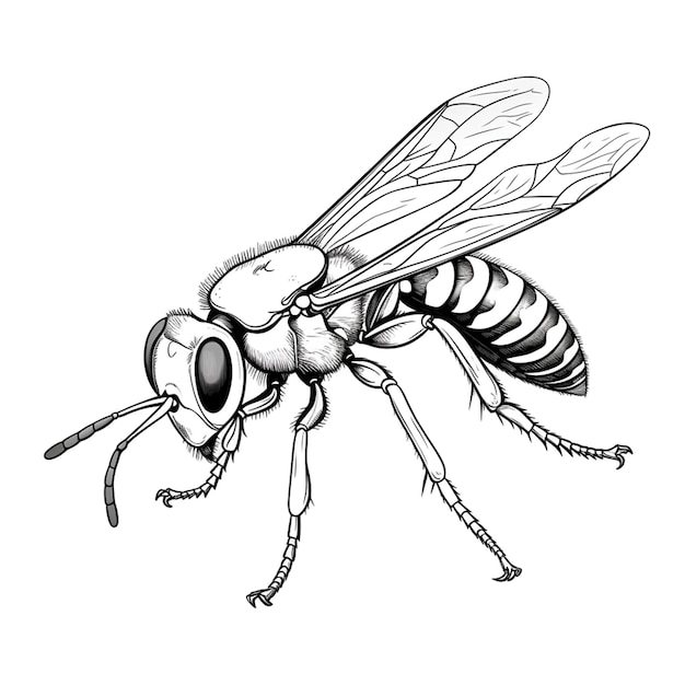 Premium ai image wasp coloring page