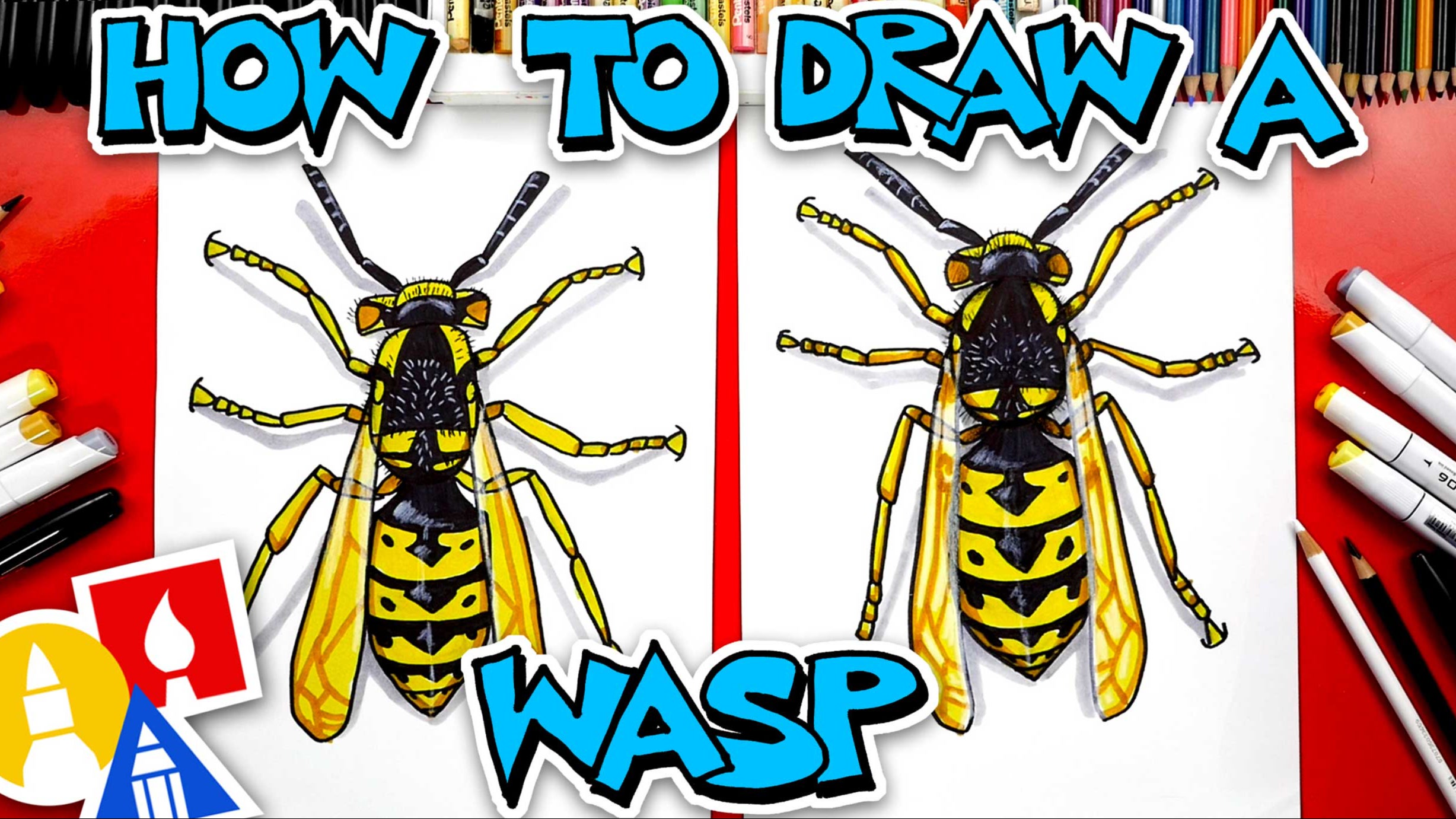 How to draw a realistic wasp art for kids hub