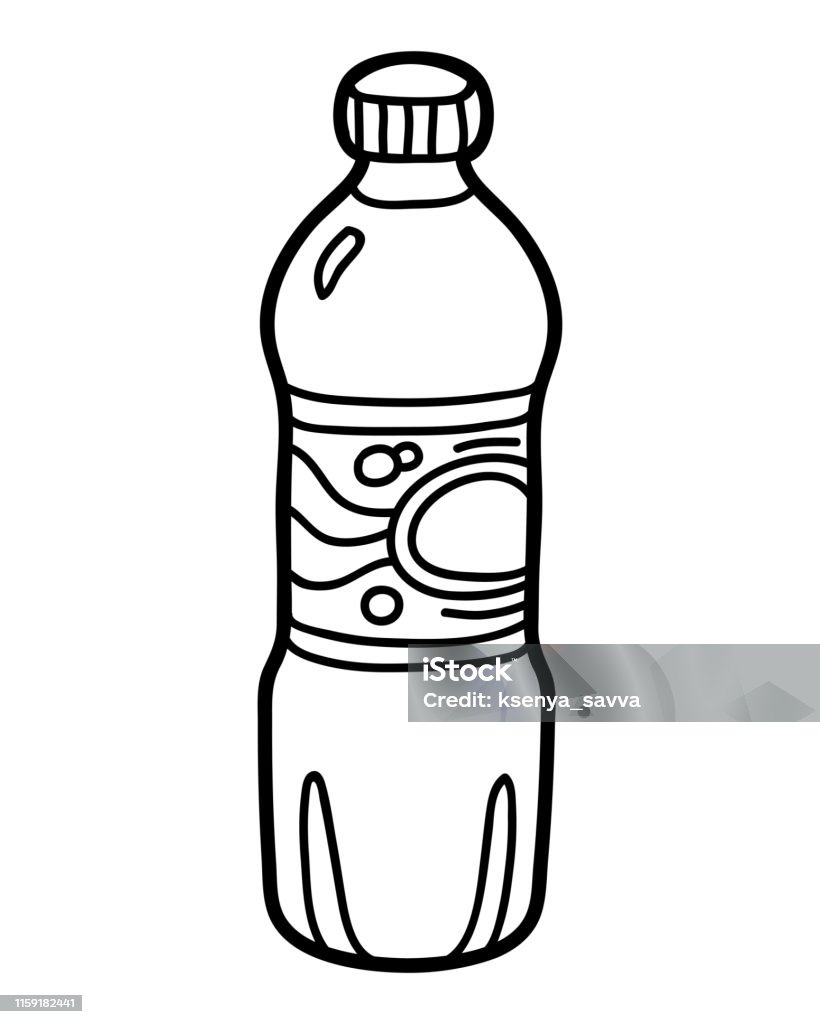 Coloring book water bottle stock illustration