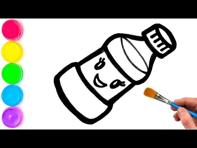 Water bottle drawing and coloring for kids and toddlers how to draw water bottle