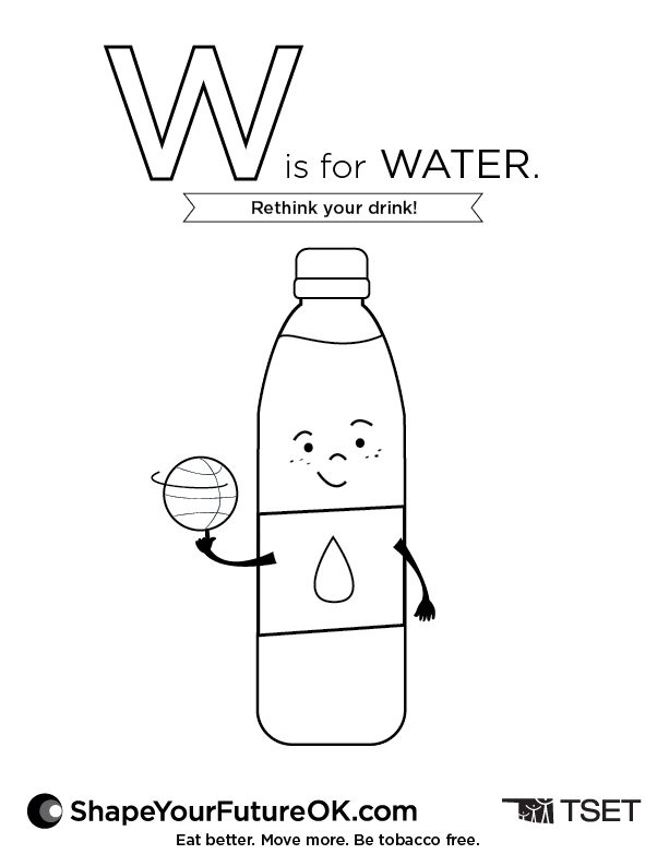 W is for water coloring page shape your future