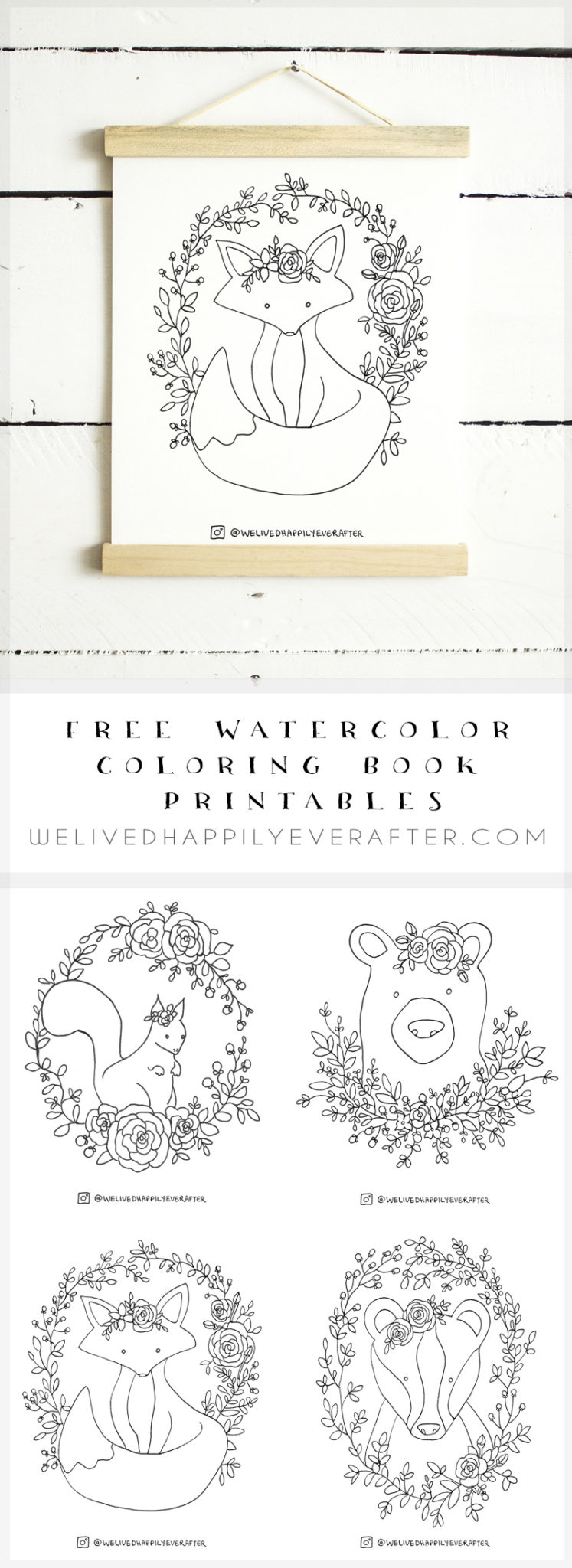 Free watercolor adult coloring book printable sheets