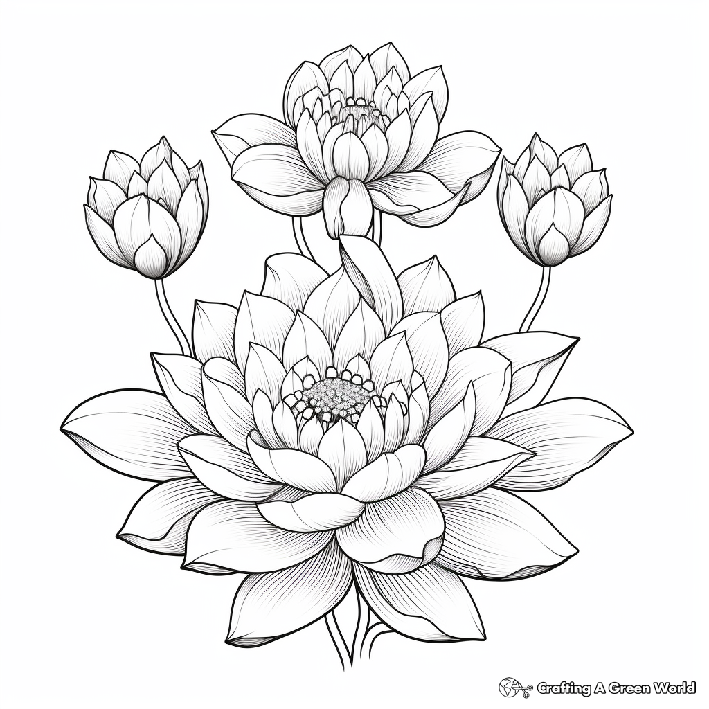 Lotus for adults coloring pages