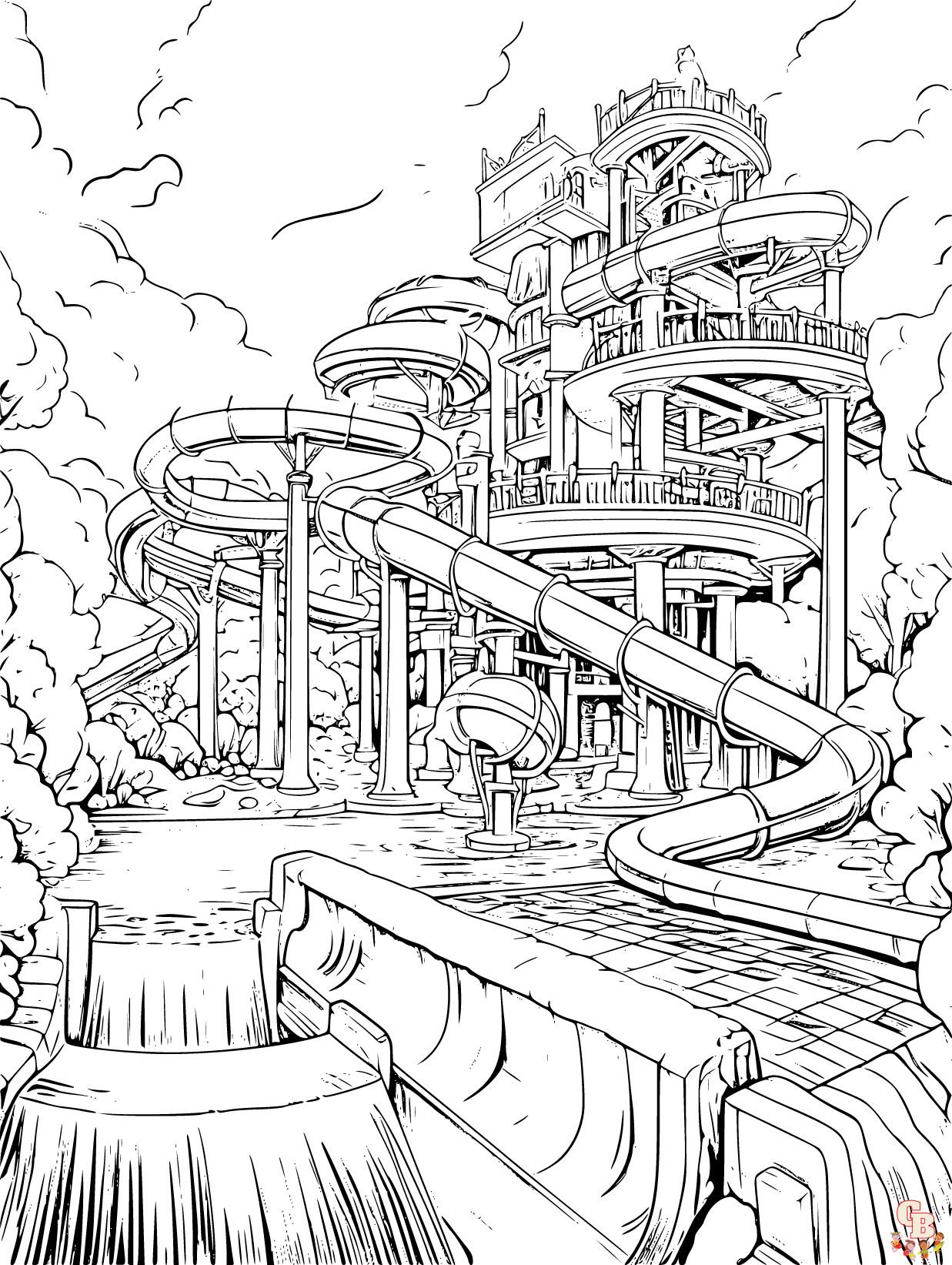 Printable waterpark coloring pages free for kids and adults