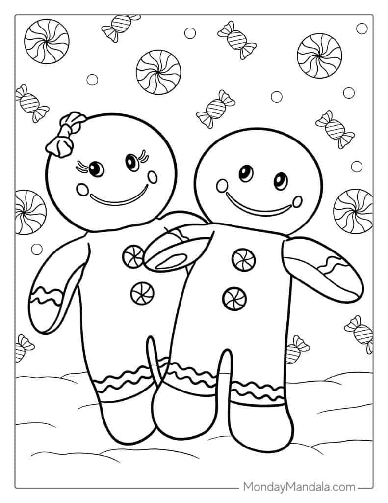 Gingerbread man coloring pages free pdf printables