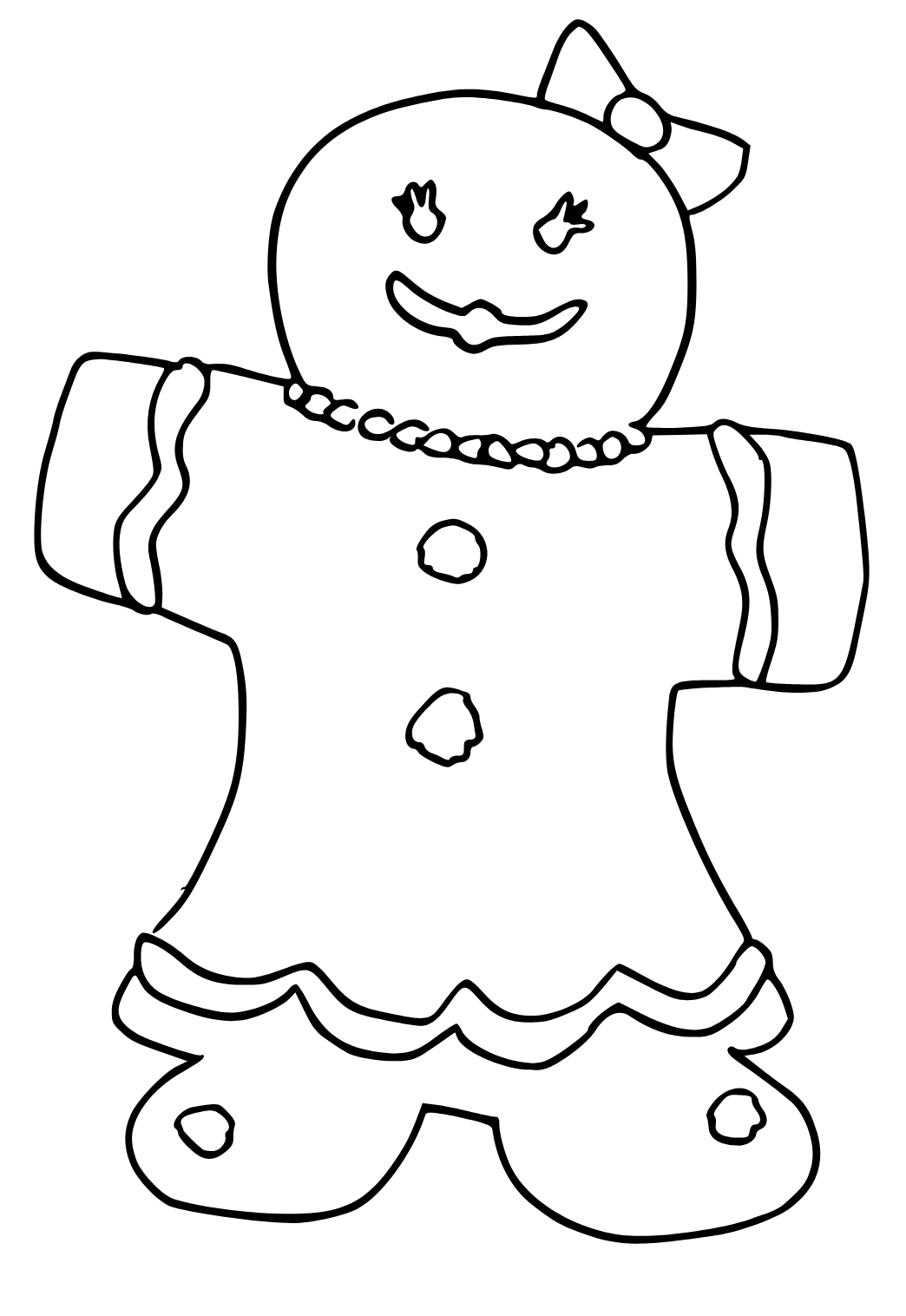 Free printable gingerbread man smile coloring page for adults and kids