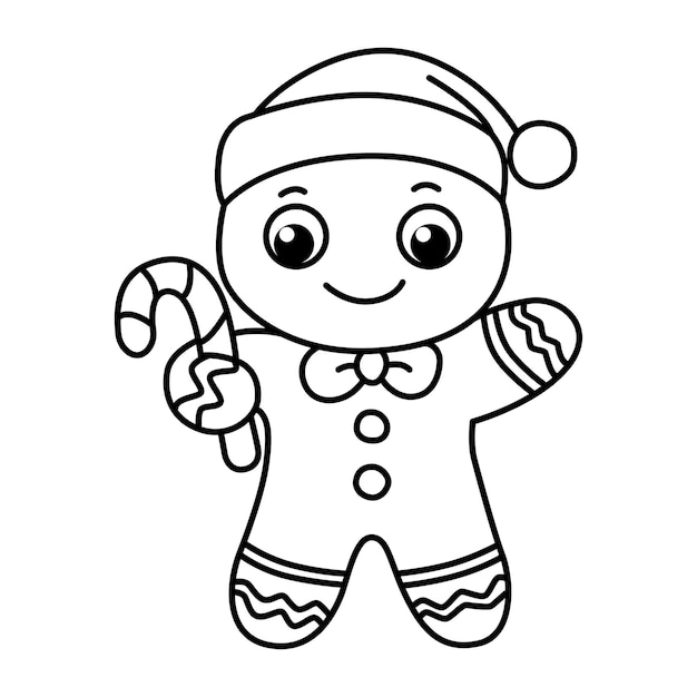 Premium vector funny gingerbread man cartoon characters vector illustration for kids coloring book