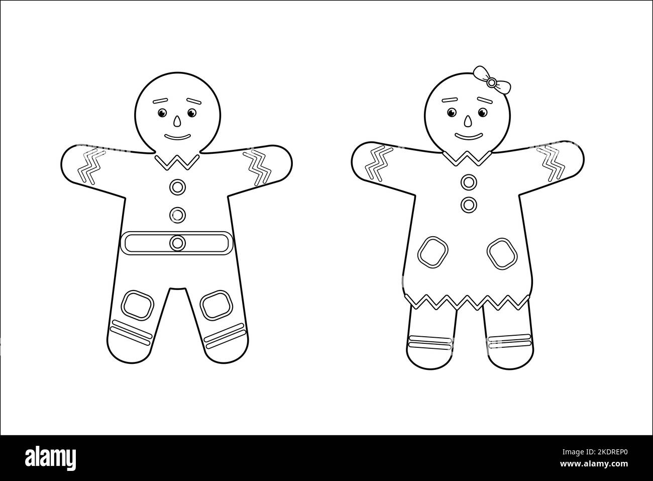 Gingerbread man cartoon black and white stock photos images