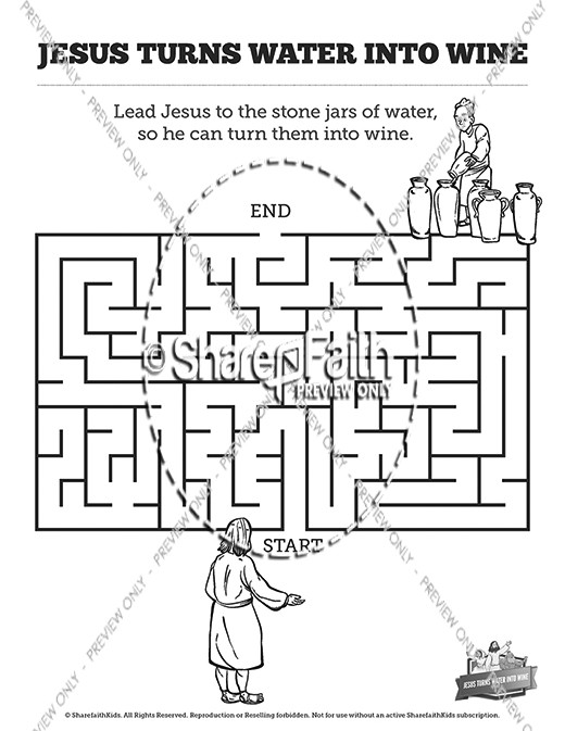 Jesus turns water into wine sunday school coloring pages clover media