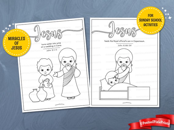 Miracles of jesus coloring pages coloring sheets homeschool printable sunday school prints