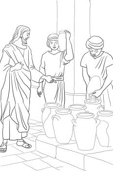 Turning water into wine coloring page super coloring sunday school coloring pages bible coloring pages bible coloring