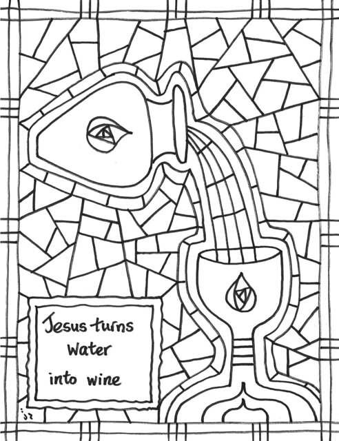 Waterwine turning water into wine coloring page john