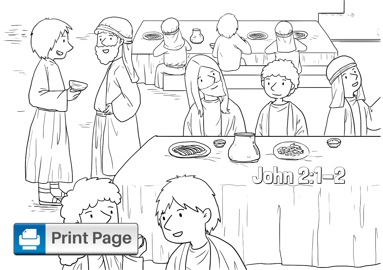 Jesus turns water into wine coloring pages for kids â connectus