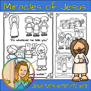 Jesus turns water into wine coloring book by ms a s place tpt