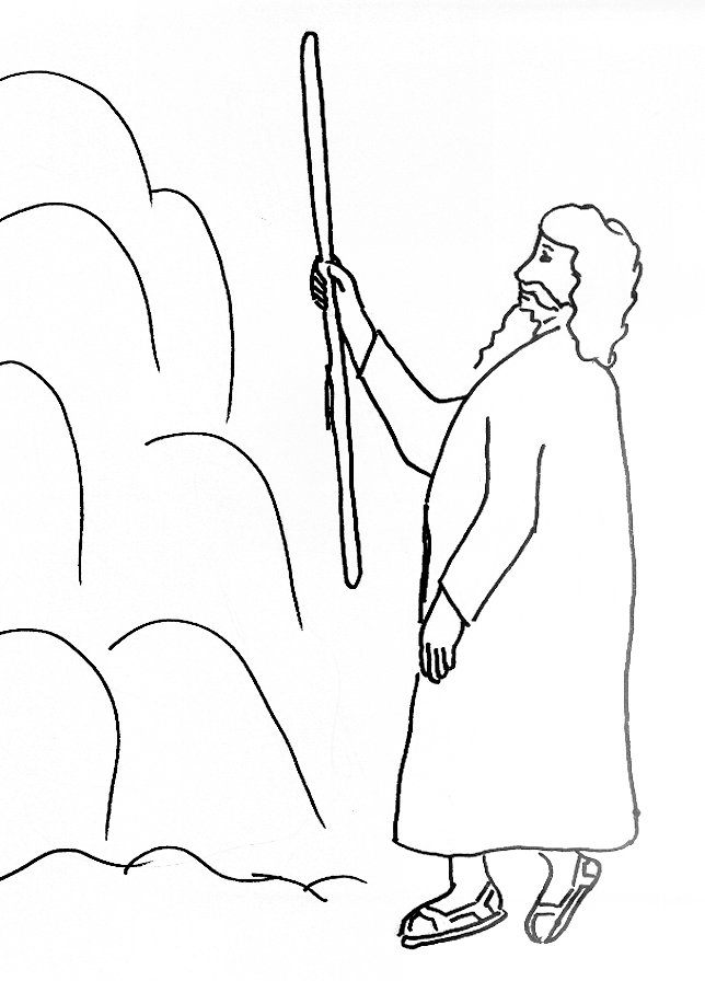 Bible story coloring page for moses and water in the wilderness free bible stories for children