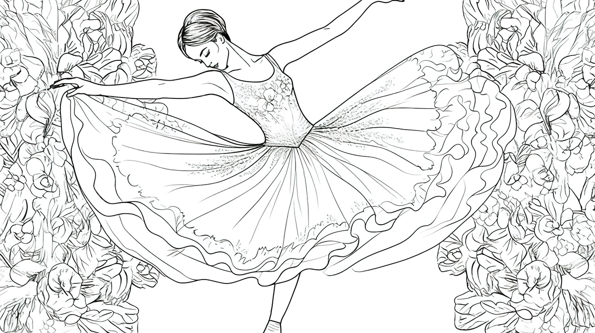 Drawing of a ballerina on a coloring page background ballerina coloring picture ballerina female background image and wallpaper for free download