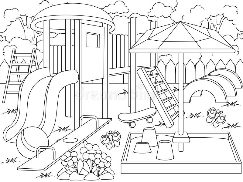 Playground coloring page stock illustrations â playground coloring page stock illustrations vectors clipart