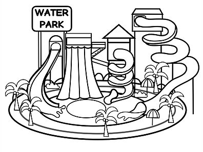 Theme park water park and playgrounds rainbow playhouse coloring pages water park theme park