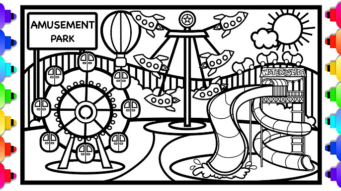 Learn to draw amusement park rides playgrounds and swimming pools