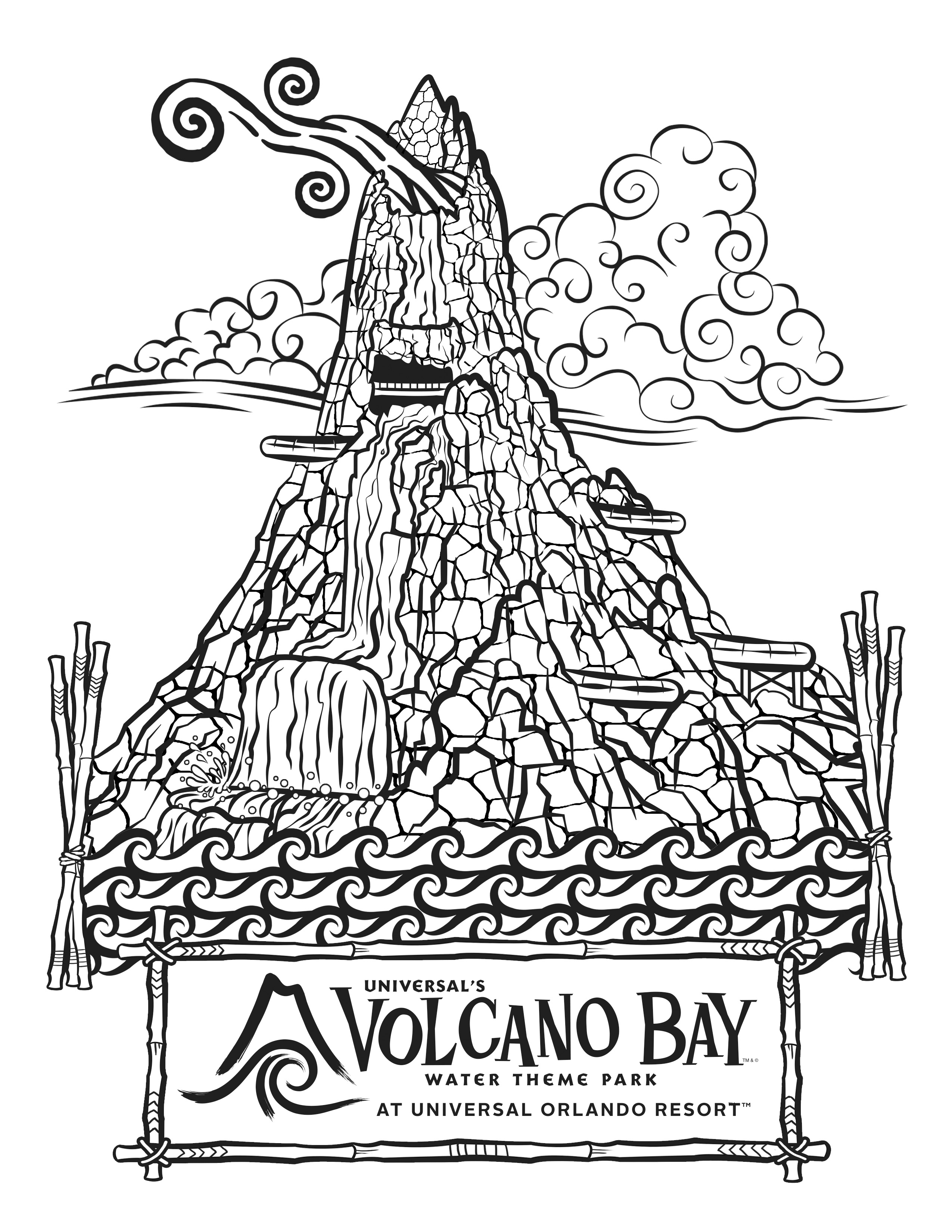 Coloring pages for universal volcano bay water theme park