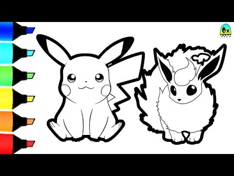 Pikachu fire type and water type pokemon coloring pages