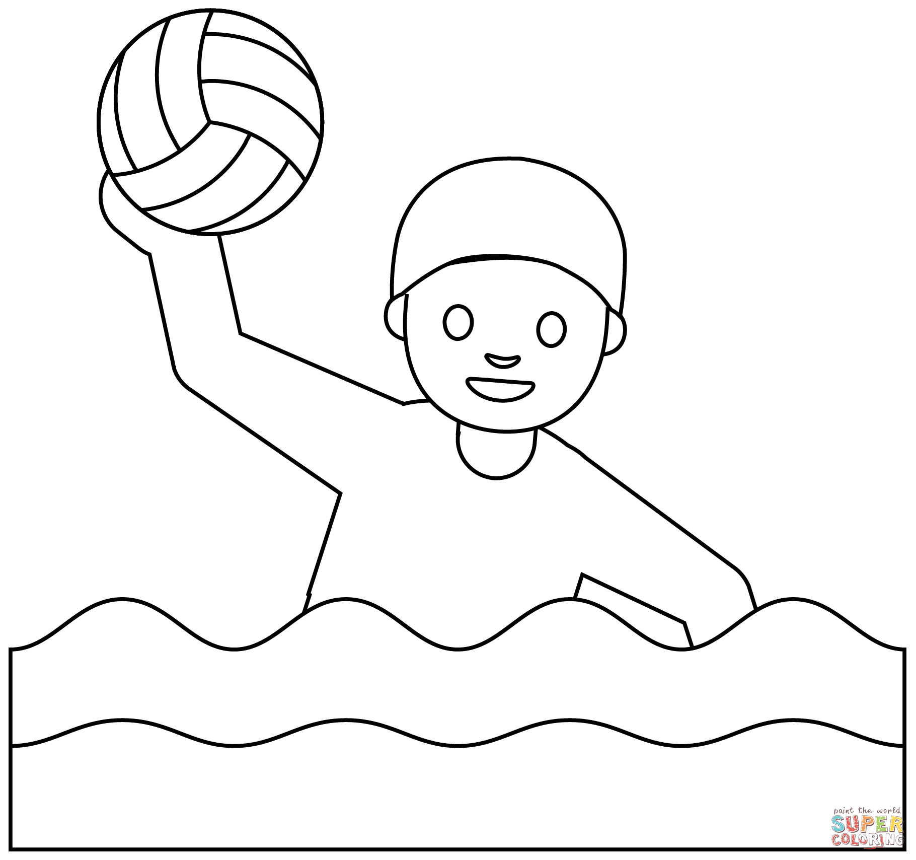 Person playing water polo emoji coloring page free printable coloring pages