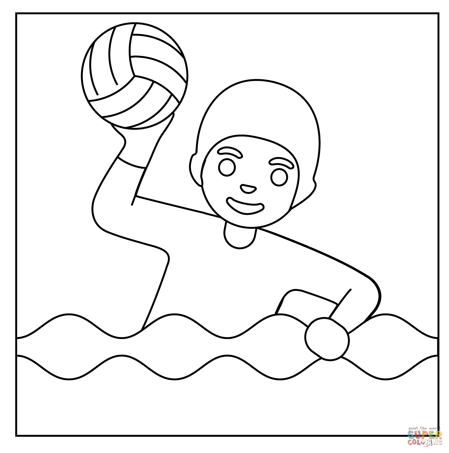 Person playing water polo emoji coloring page free printable coloring pages