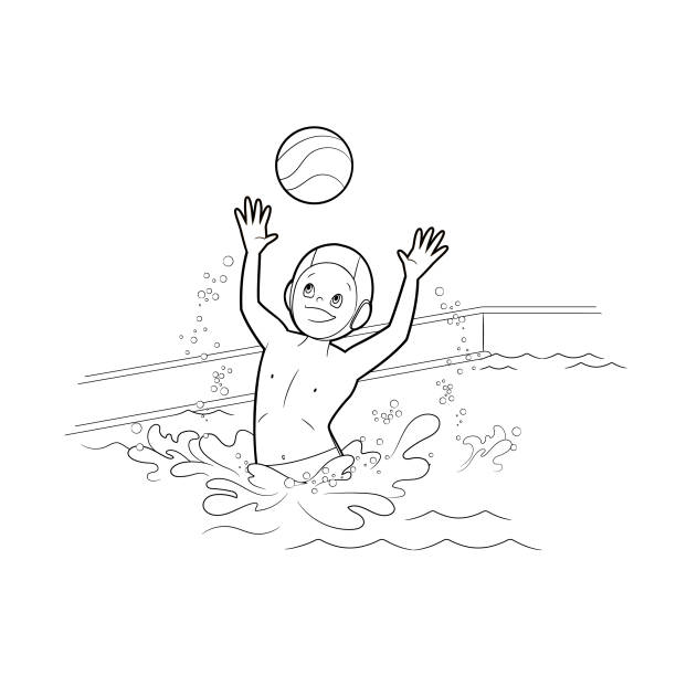 Kids playing water polo stock illustrations royalty