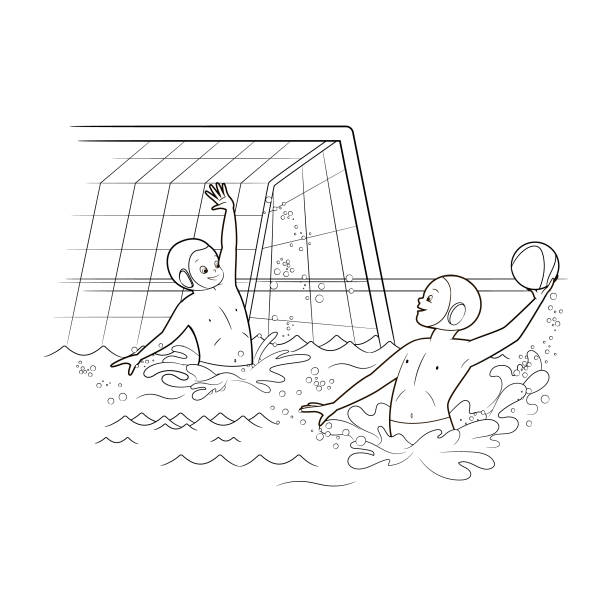 Kids playing water polo stock illustrations royalty