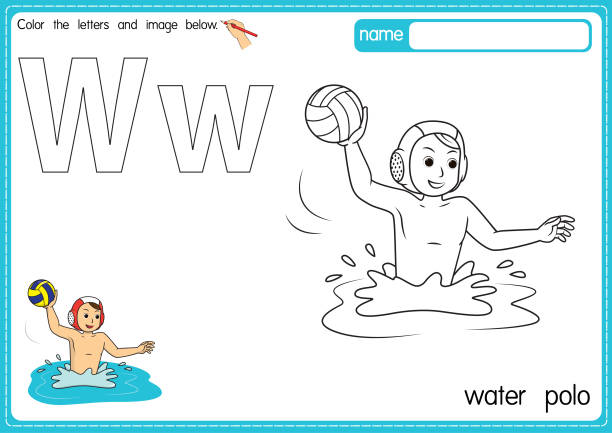 Kids playing water polo stock illustrations royalty