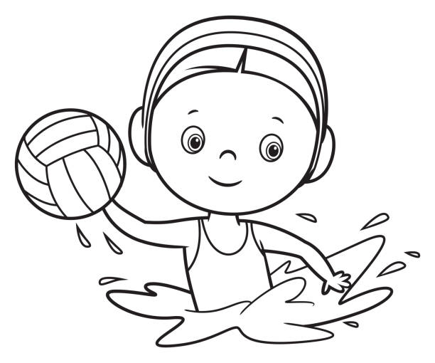 Black and white water polo stock illustration