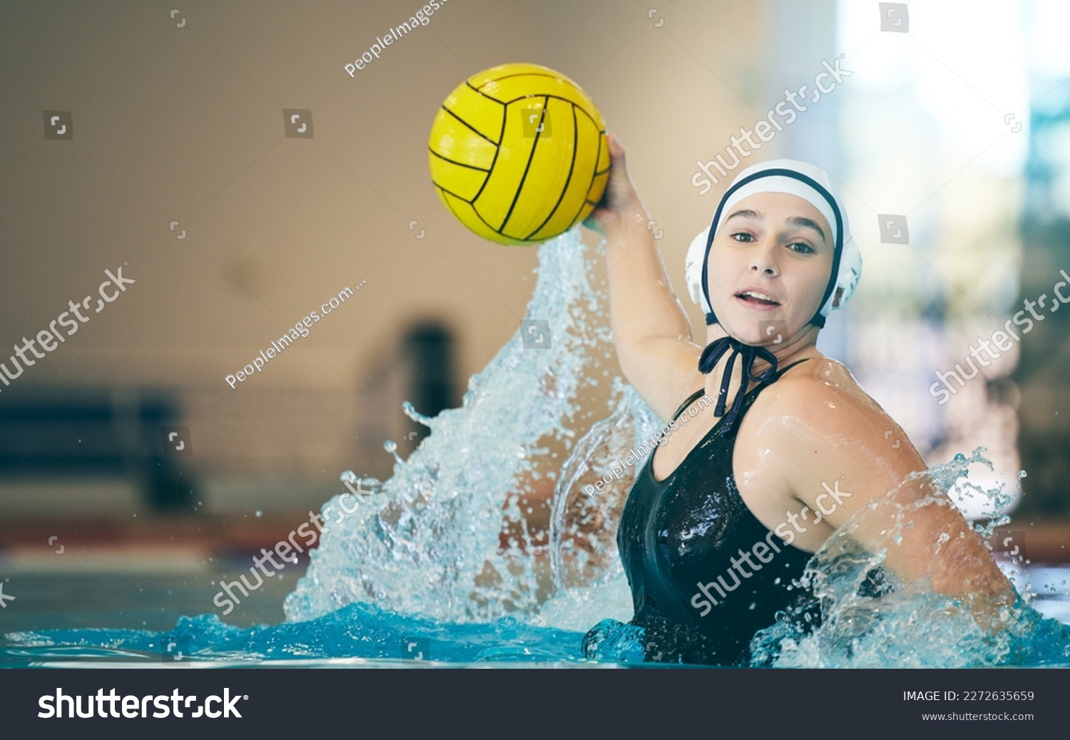 Female water polo player stock photos