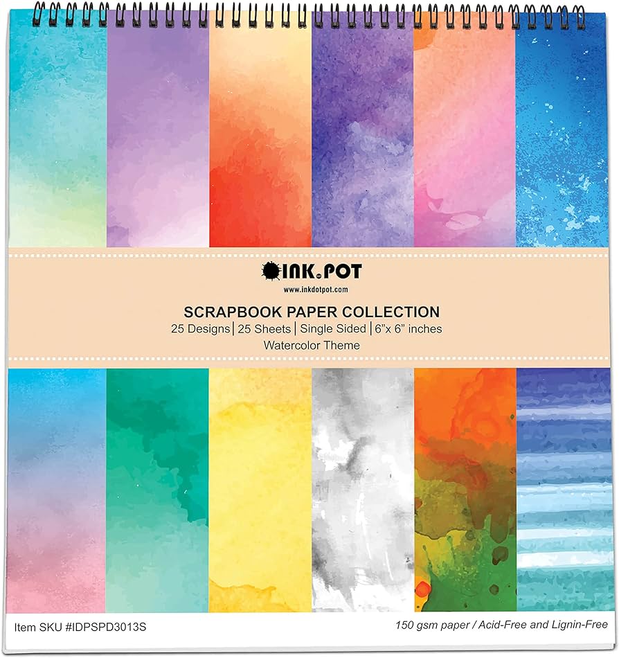 Inkdotpot sheets water color scrapbook paper pad x single