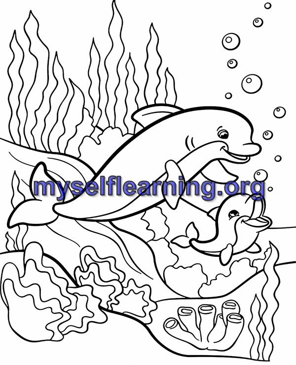 Water world coloring sheet instant download