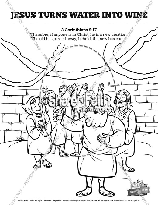 Jesus turns water into wine sunday school coloring pages clover media