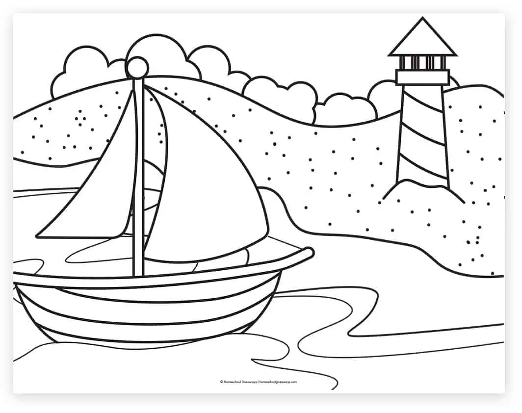 Beach coloring pages for kids to print for free