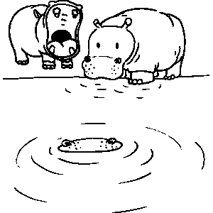 Hippo in water coloring sheet