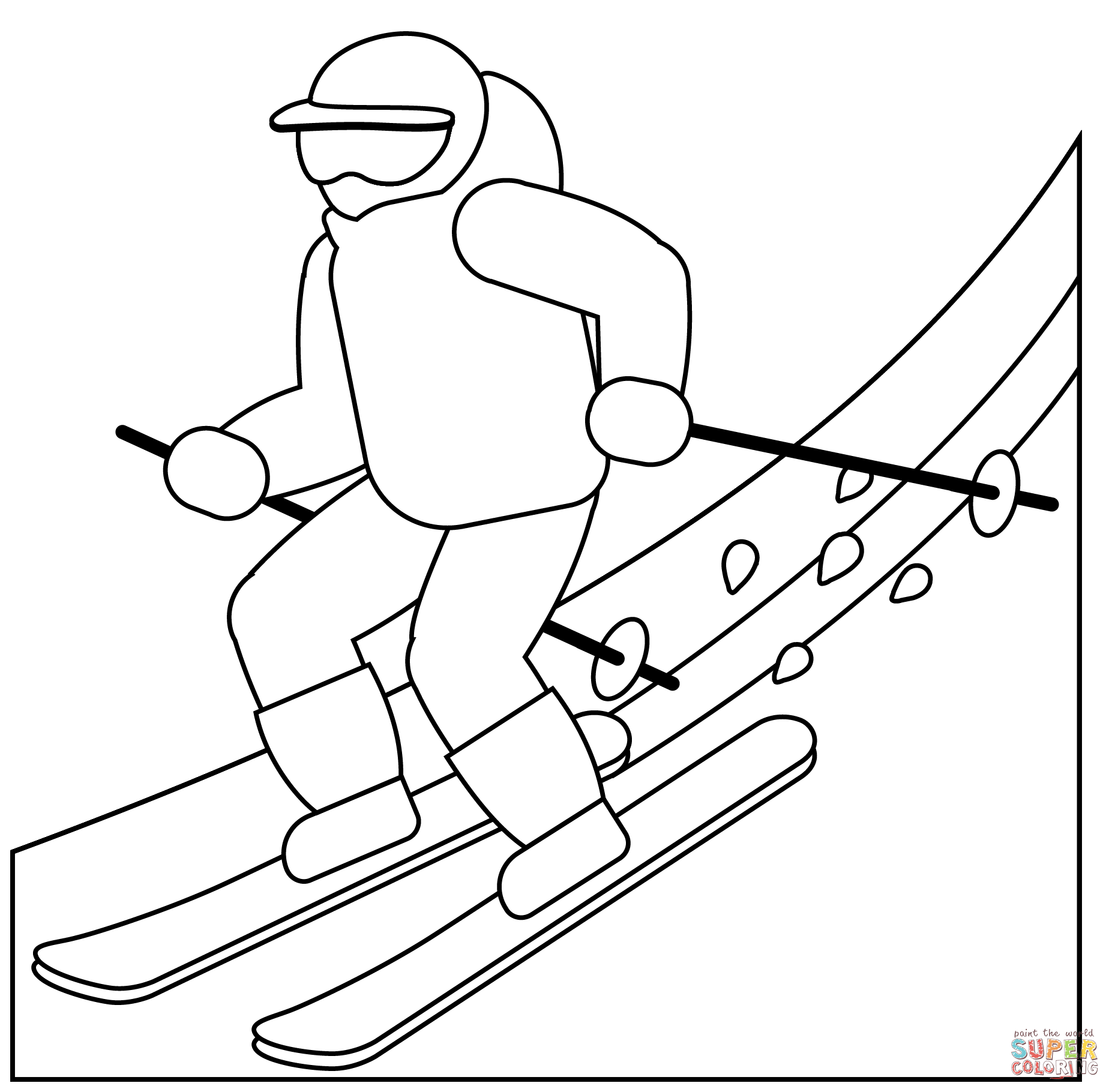 Skier emoji coloring page free printable coloring pages