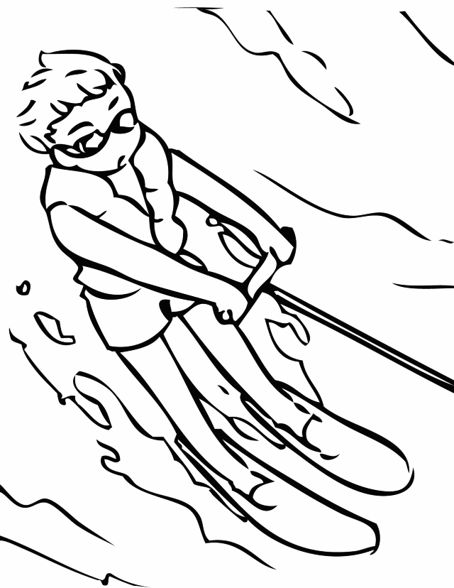 Water skiing coloring pages