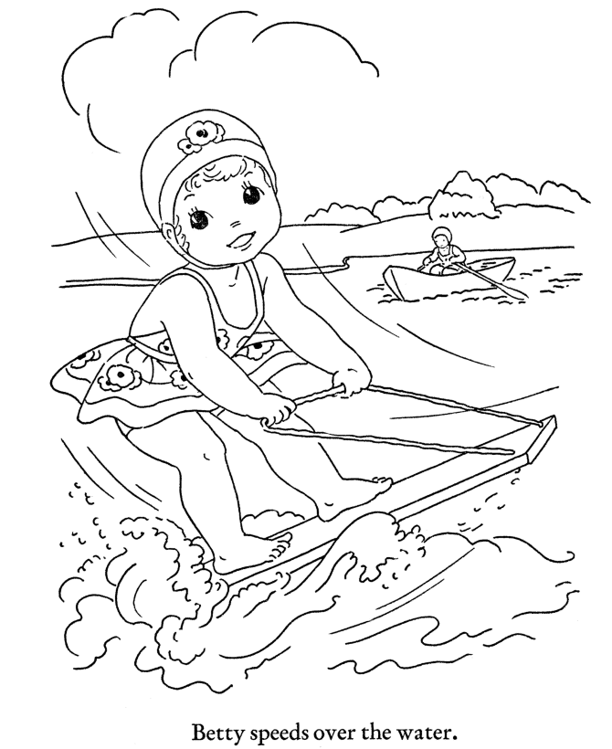 Water skiing coloring pages