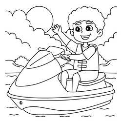 Jet ski drawing vector images over