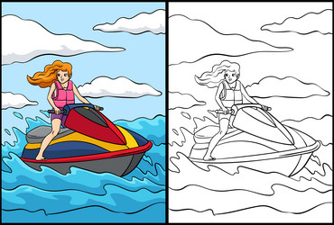 Jet ski drawing vector images over