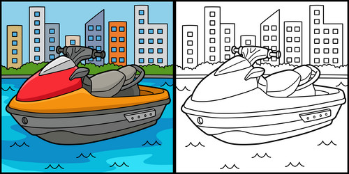 Jet ski drawing vector images over