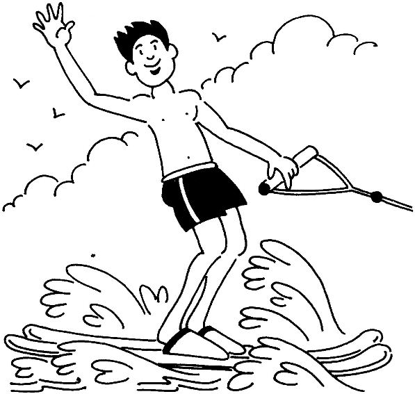 Water skiing coloring pages