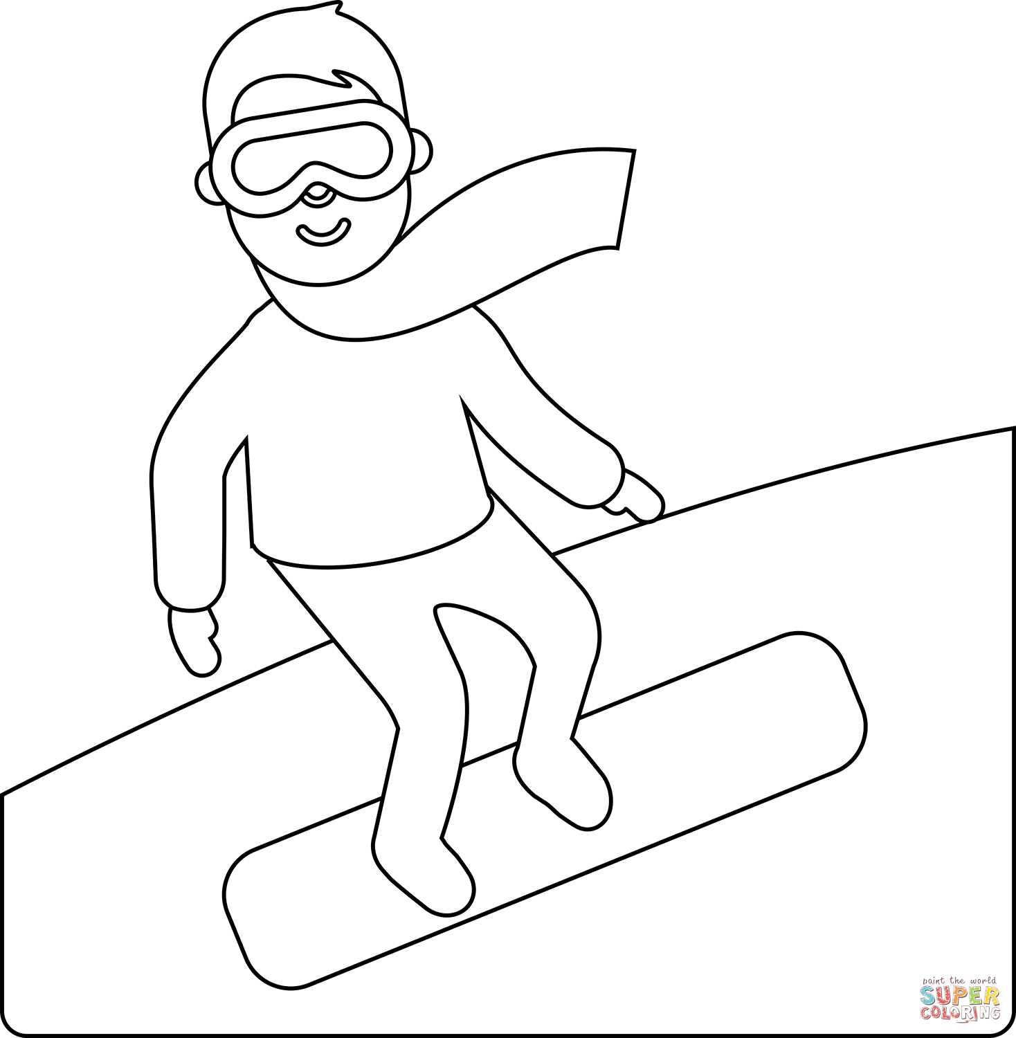 Snowboarder emoji coloring page free printable coloring pages