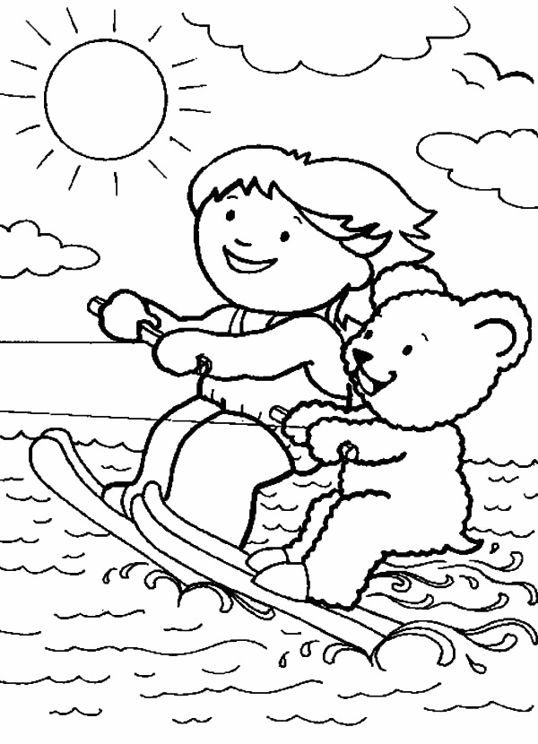 Water skiing coloring pages