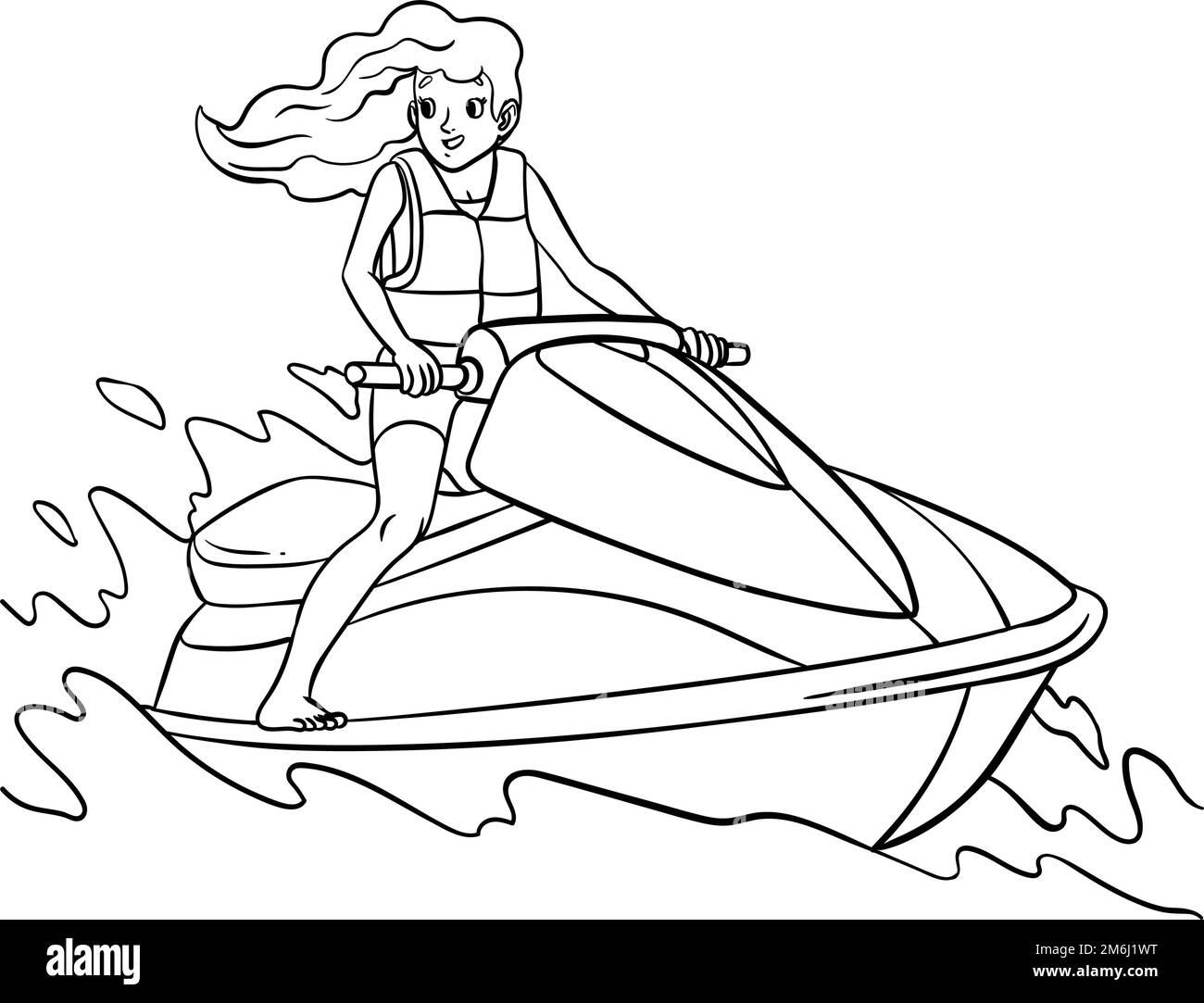 Jet ski isolated coloring page for kids stock vector image art