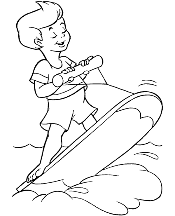 Wakeboarding coloring page to print