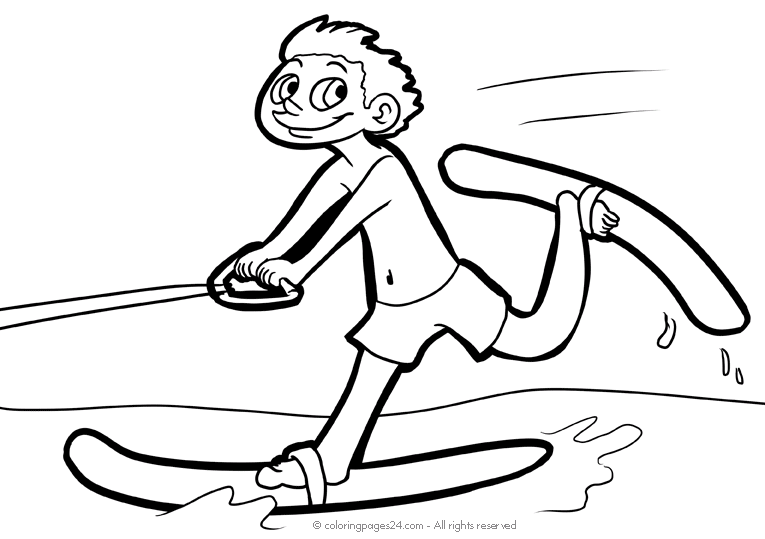 Waterskiing coloring pages